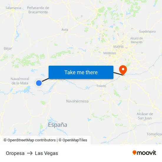 Oropesa to Las Vegas map