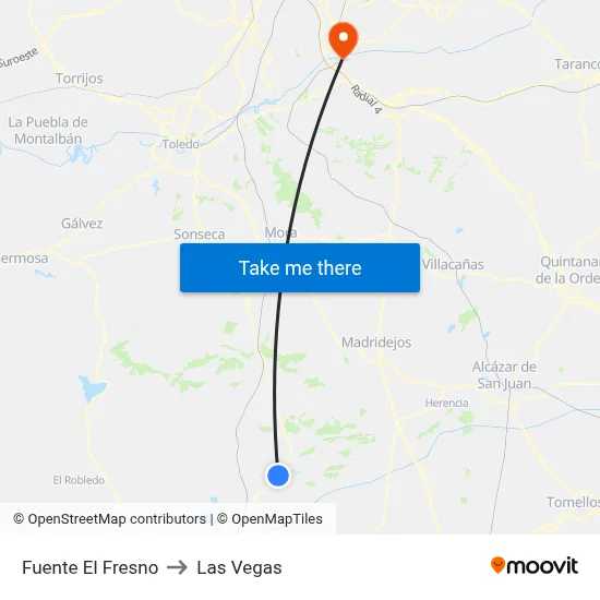 Fuente El Fresno to Las Vegas map
