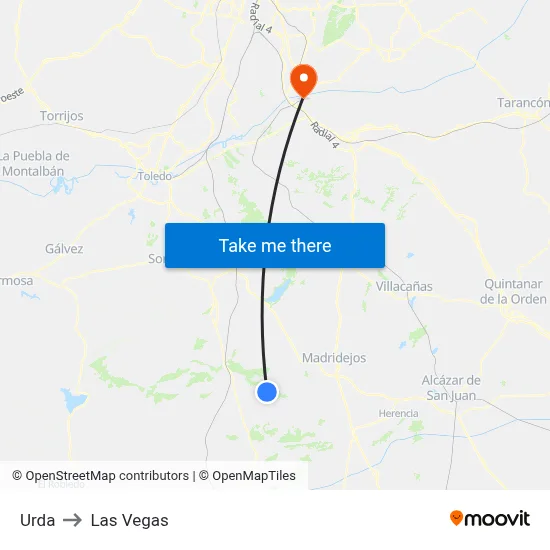 Urda to Las Vegas map