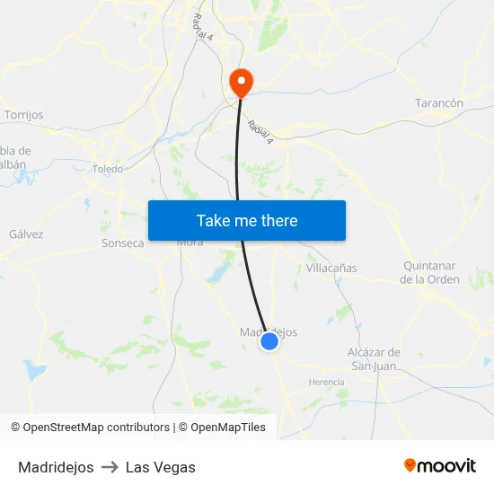Madridejos to Las Vegas map
