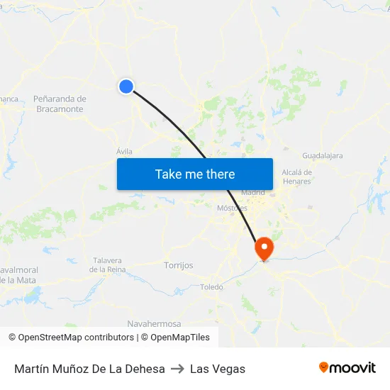 Martín Muñoz De La Dehesa to Las Vegas map