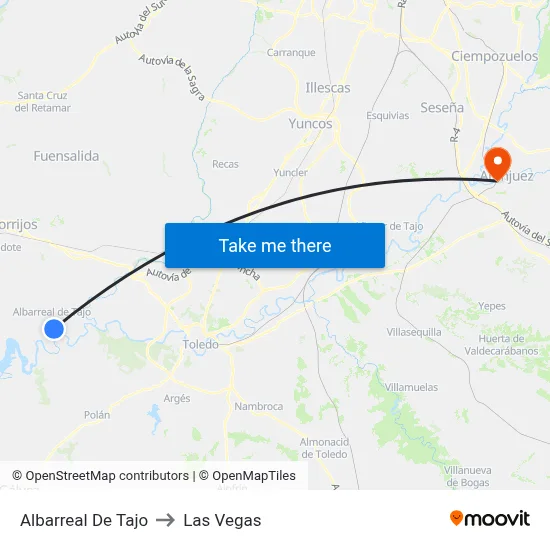 Albarreal De Tajo to Las Vegas map
