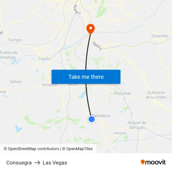 Consuegra to Las Vegas map