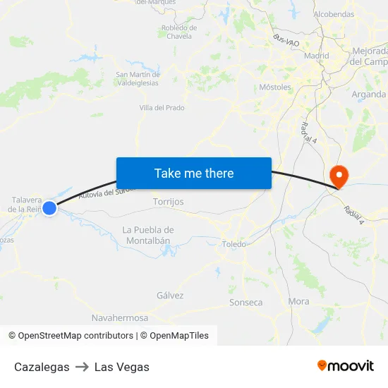 Cazalegas to Las Vegas map