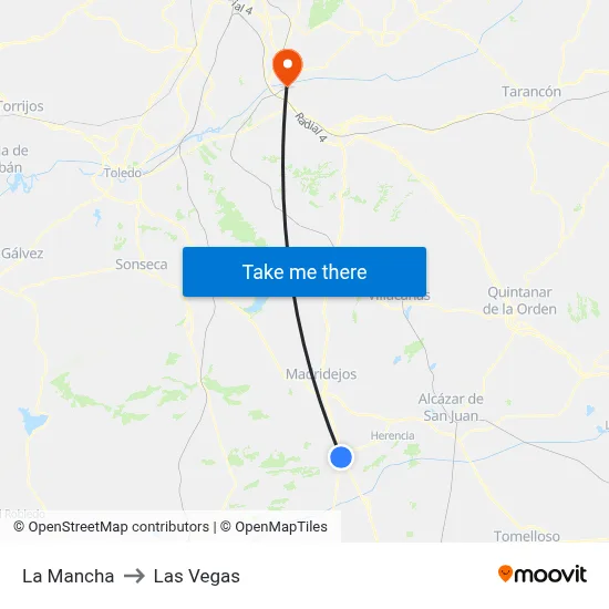La Mancha to Las Vegas map