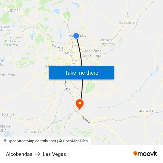 Alcobendas to Las Vegas map