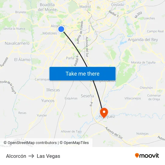 Alcorcón to Las Vegas map