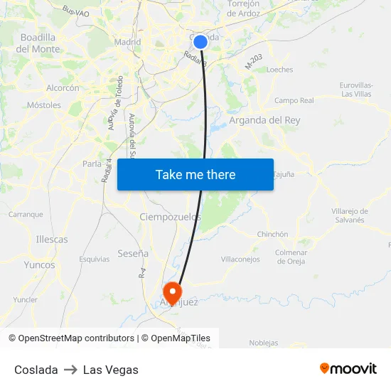 Coslada to Las Vegas map