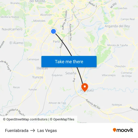 Fuenlabrada to Las Vegas map