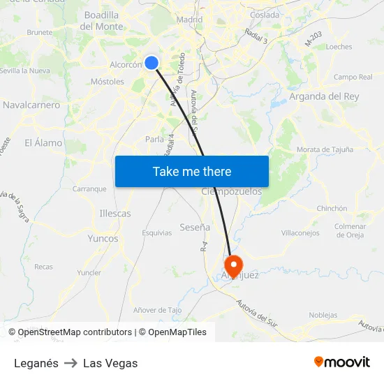 Leganés to Las Vegas map