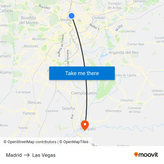 Madrid to Las Vegas map