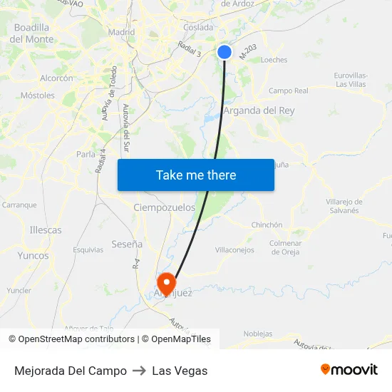 Mejorada Del Campo to Las Vegas map