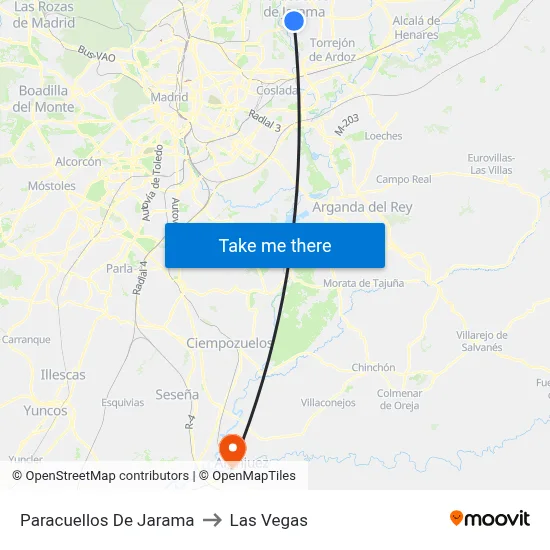Paracuellos De Jarama to Las Vegas map