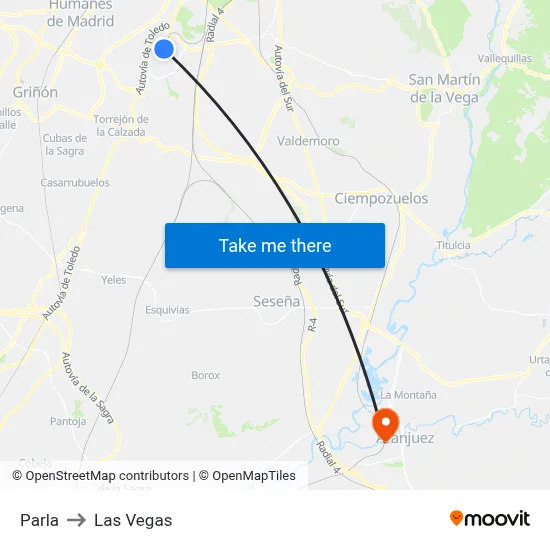 Parla to Las Vegas map