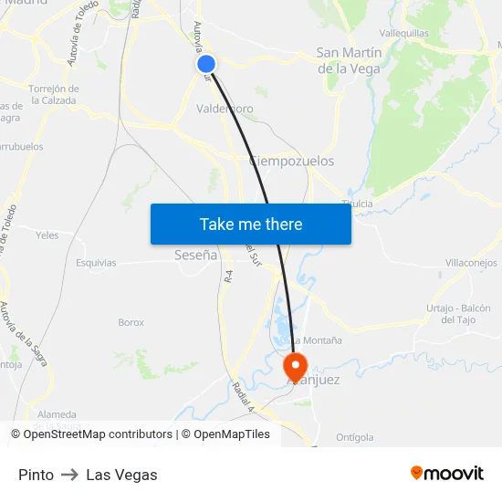 Pinto to Las Vegas map