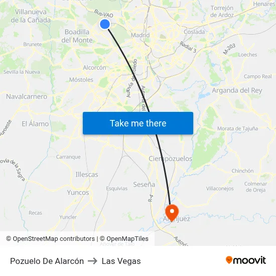 Pozuelo De Alarcón to Las Vegas map