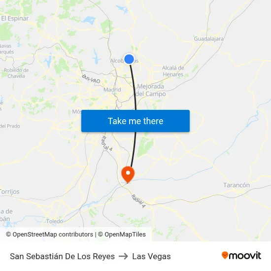 San Sebastián De Los Reyes to Las Vegas map