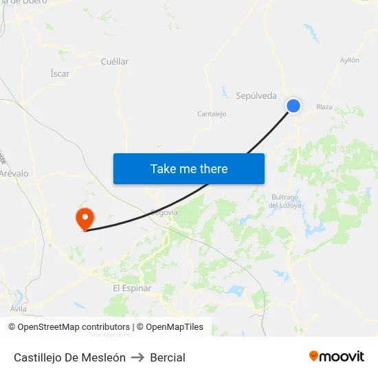 Castillejo De Mesleón to Bercial map
