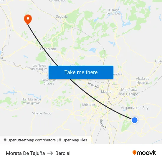 Morata De Tajuña to Bercial map