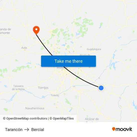 Tarancón to Bercial map
