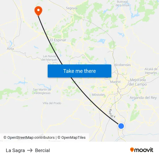 La Sagra to Bercial map