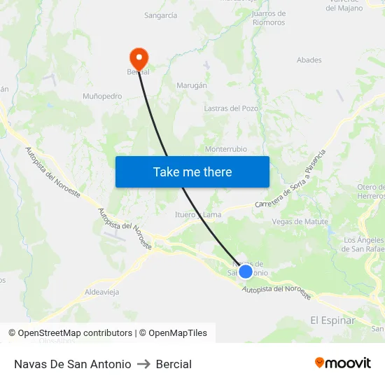 Navas De San Antonio to Bercial map
