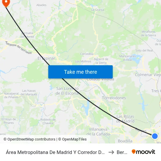 Área Metropolitana De Madrid Y Corredor Del Henares to Bercial map