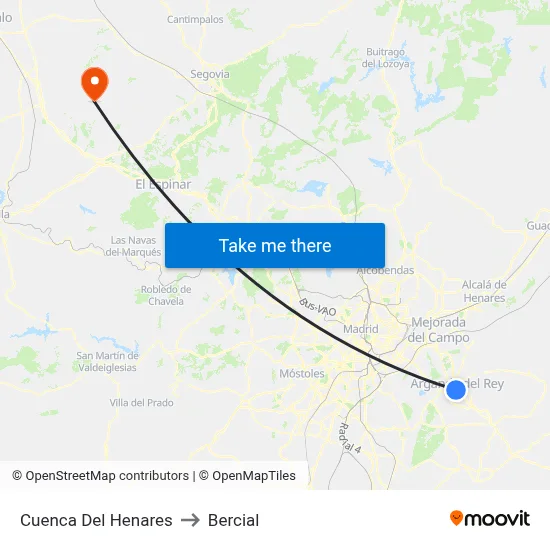 Cuenca Del Henares to Bercial map