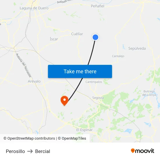 Perosillo to Bercial map