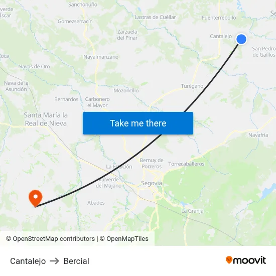 Cantalejo to Bercial map