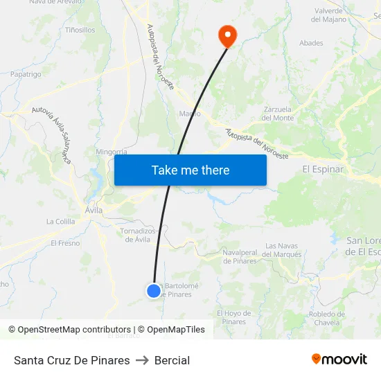 Santa Cruz De Pinares to Bercial map