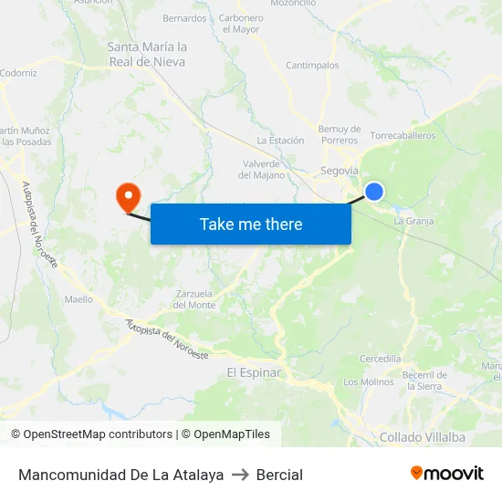 Mancomunidad De La Atalaya to Bercial map