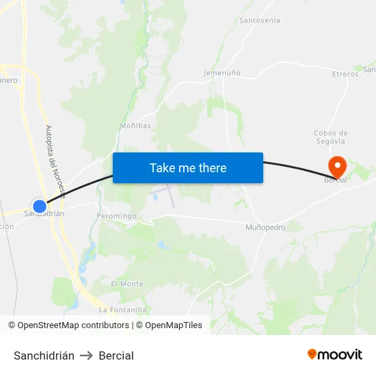 Sanchidrián to Bercial map