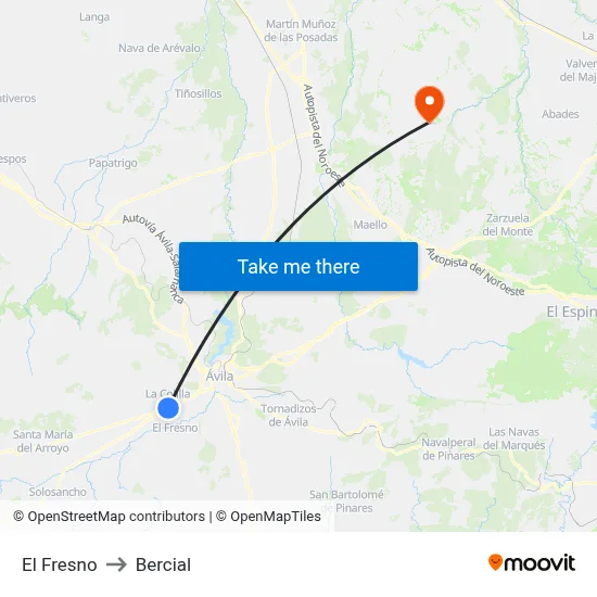 El Fresno to Bercial map