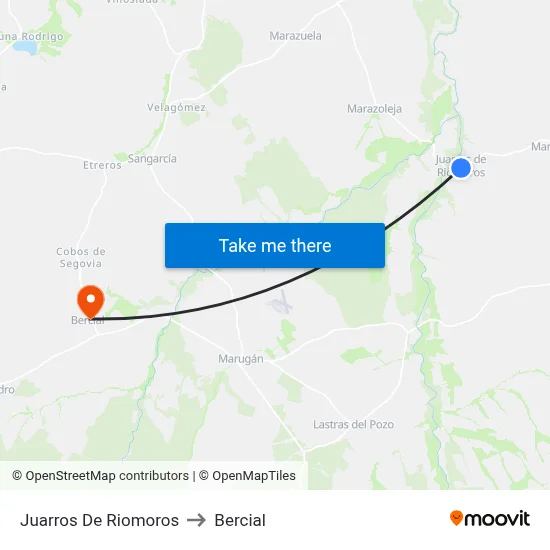Juarros De Riomoros to Bercial map