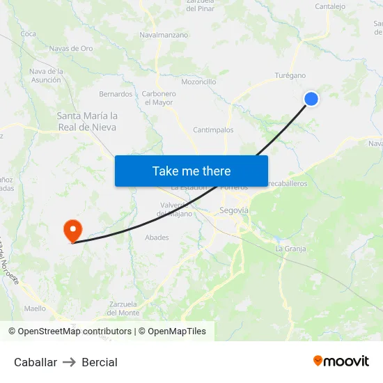 Caballar to Bercial map