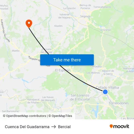 Cuenca Del Guadarrama to Bercial map