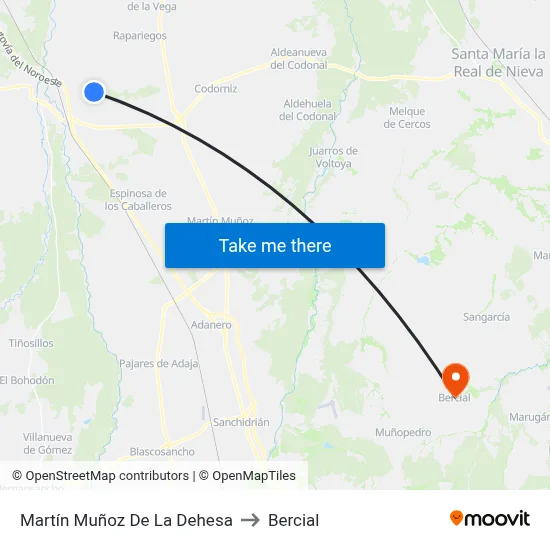 Martín Muñoz De La Dehesa to Bercial map