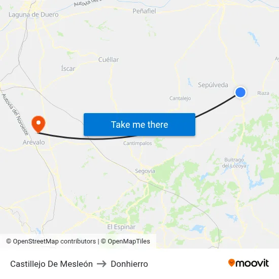 Castillejo De Mesleón to Donhierro map