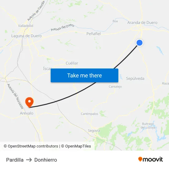 Pardilla to Donhierro map