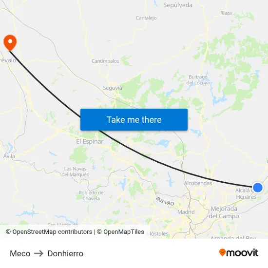 Meco to Donhierro map