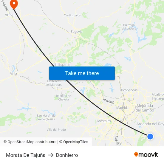 Morata De Tajuña to Donhierro map