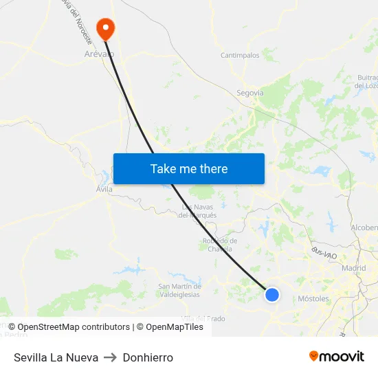 Sevilla La Nueva to Donhierro map