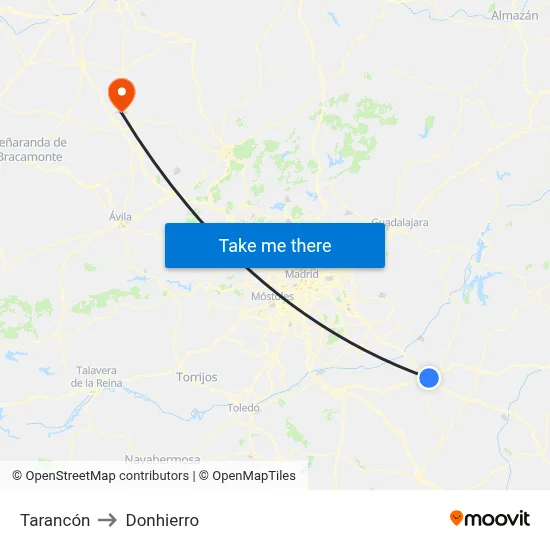 Tarancón to Donhierro map