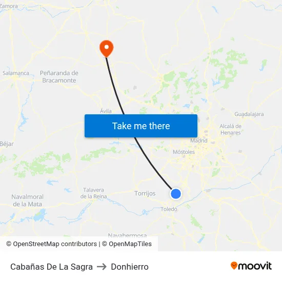 Cabañas De La Sagra to Donhierro map