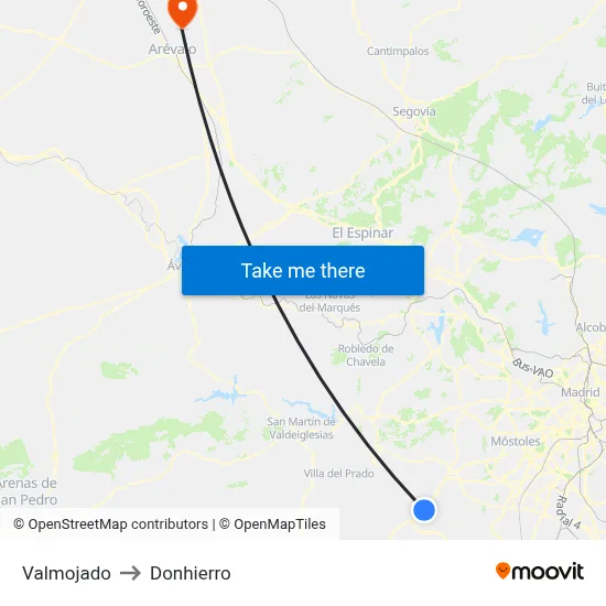 Valmojado to Donhierro map