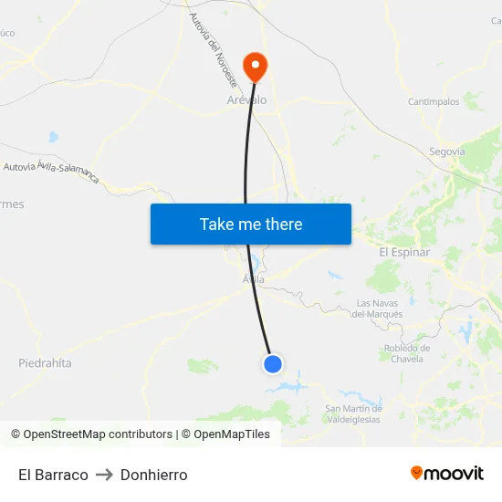 El Barraco to Donhierro map