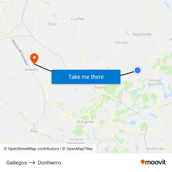 Gallegos to Donhierro map