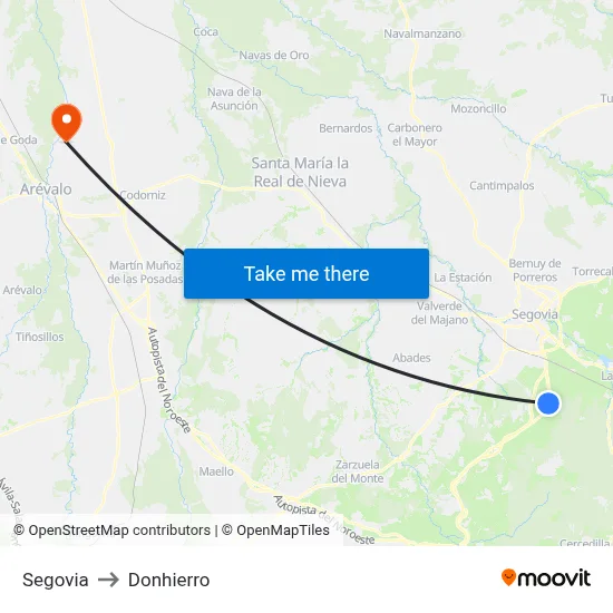 Segovia to Donhierro map