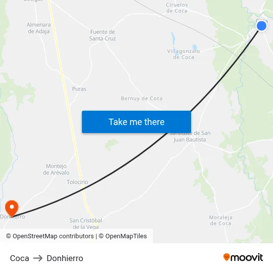 Coca to Donhierro map